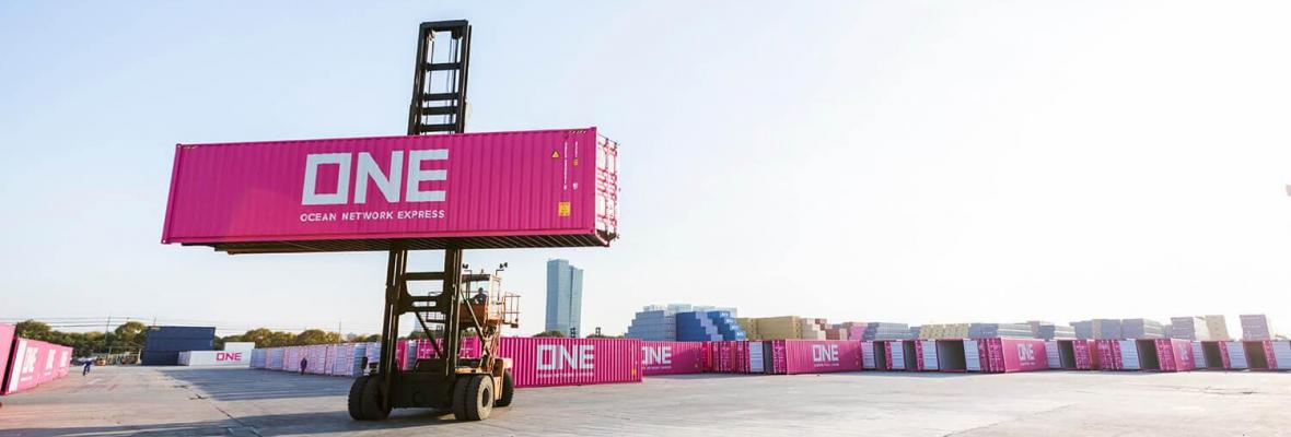ONE container on forklift